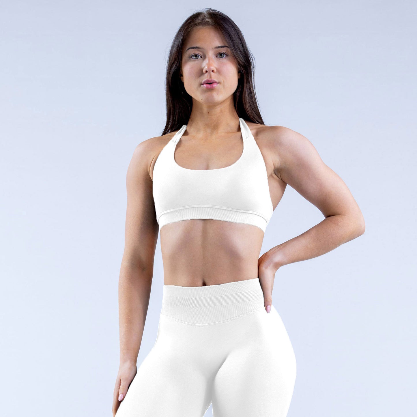 Conjuntos deportivos High Elastic Ultra-fine Extinction Nylon Halter Bra Underwear Suit