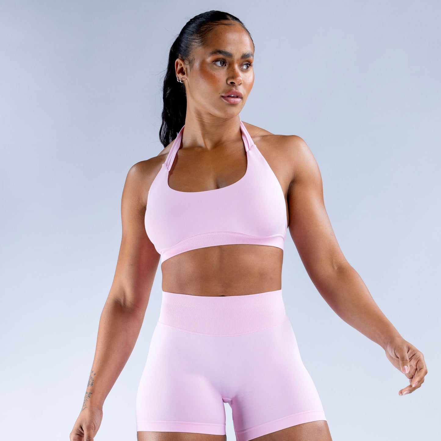 Conjuntos deportivos High Elastic Ultra-fine Extinction Nylon Halter Bra Underwear Suit