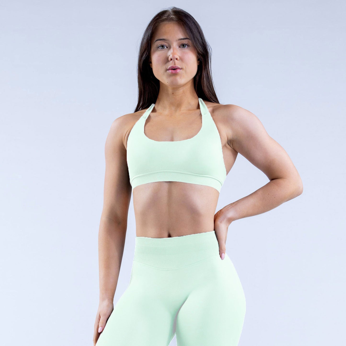 Conjuntos deportivos High Elastic Ultra-fine Extinction Nylon Halter Bra Underwear Suit
