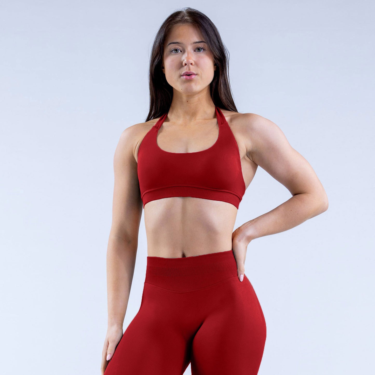 Conjuntos deportivos High Elastic Ultra-fine Extinction Nylon Halter Bra Underwear Suit