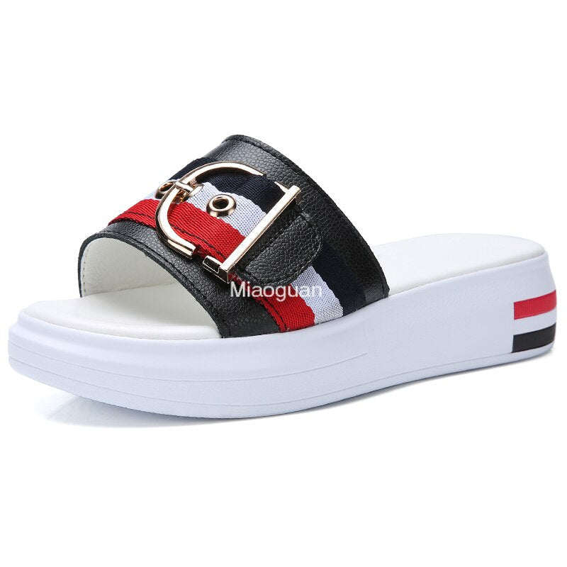 Women Slippers Flat Shoes Woman Comfortable Female Sandals Ladies Luxury Home Platform Slides Flip Flops Summer Zapatos Mujer PU