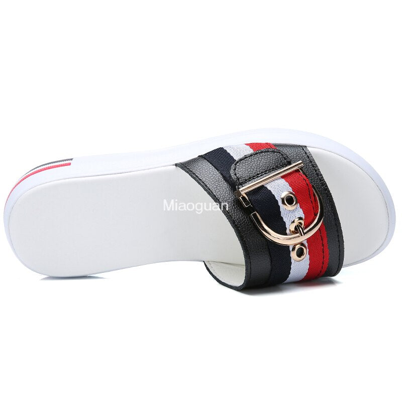 Women Slippers Flat Shoes Woman Comfortable Female Sandals Ladies Luxury Home Platform Slides Flip Flops Summer Zapatos Mujer PU