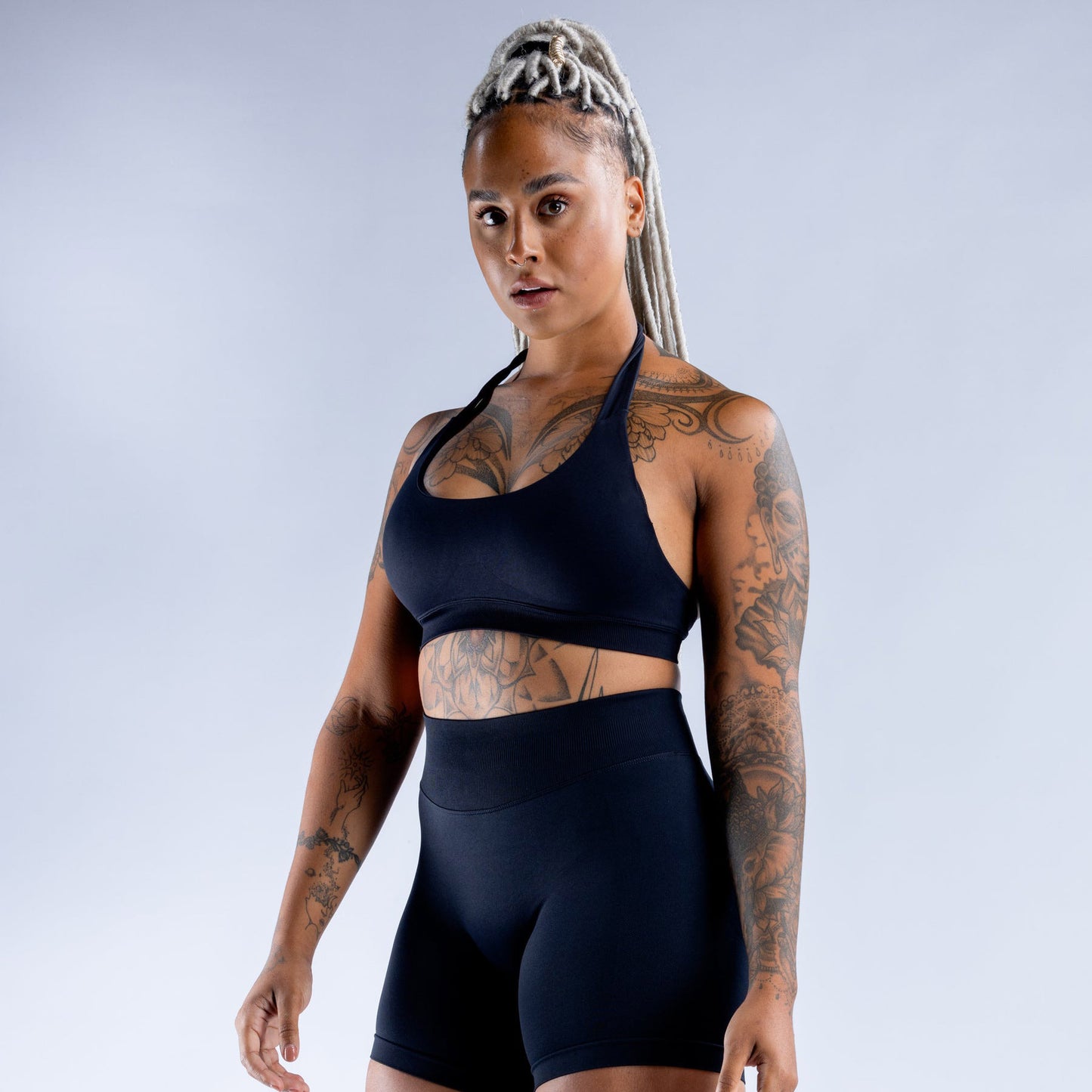 Conjuntos deportivos High Elastic Ultra-fine Extinction Nylon Halter Bra Underwear Suit