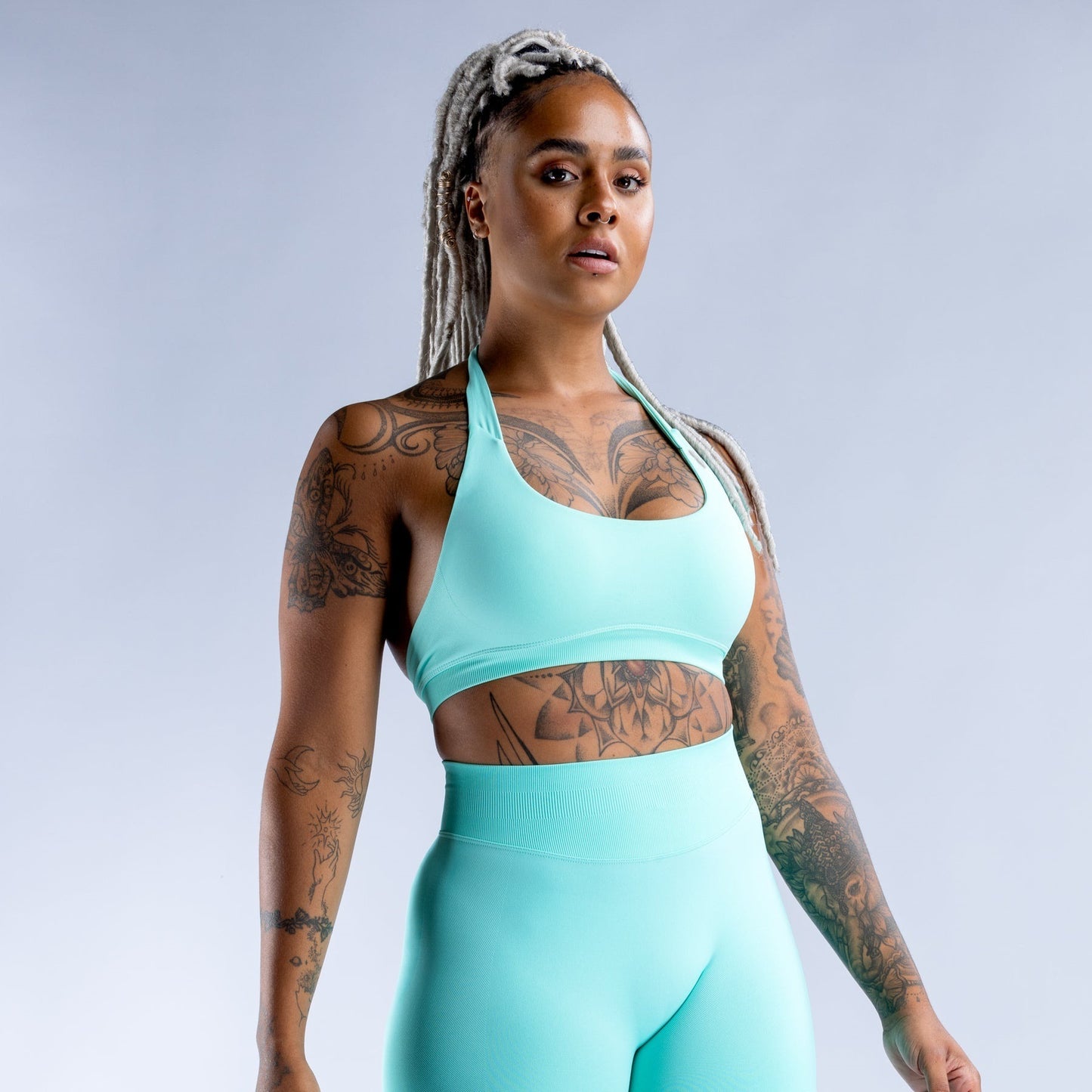 Conjuntos deportivos High Elastic Ultra-fine Extinction Nylon Halter Bra Underwear Suit
